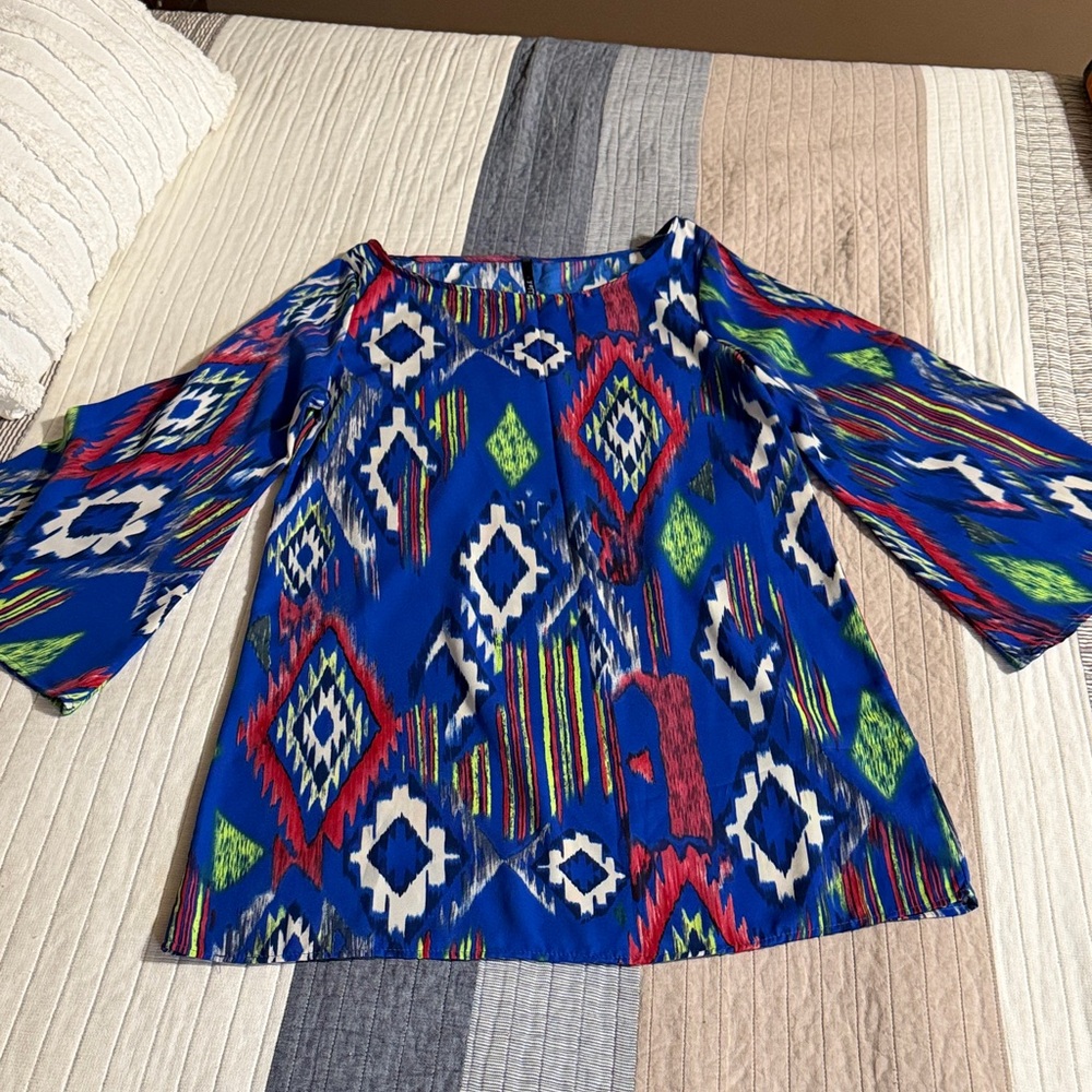 Colorful Western Women's Mini Dress with bell sleeves